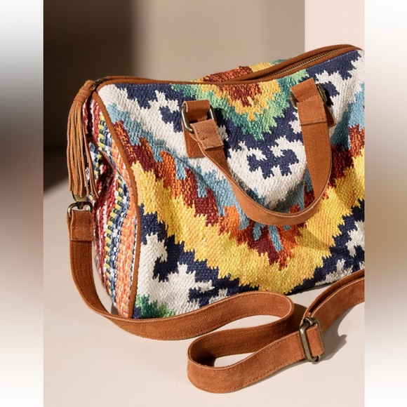 NWT! Ruggine Handmade Intricate Detail Suede Boston Bag crossbody - Picture 9 of 9